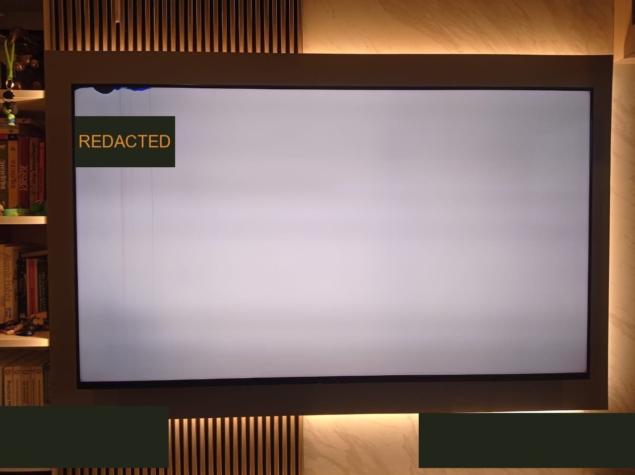 Washed-out pale screen at inspection