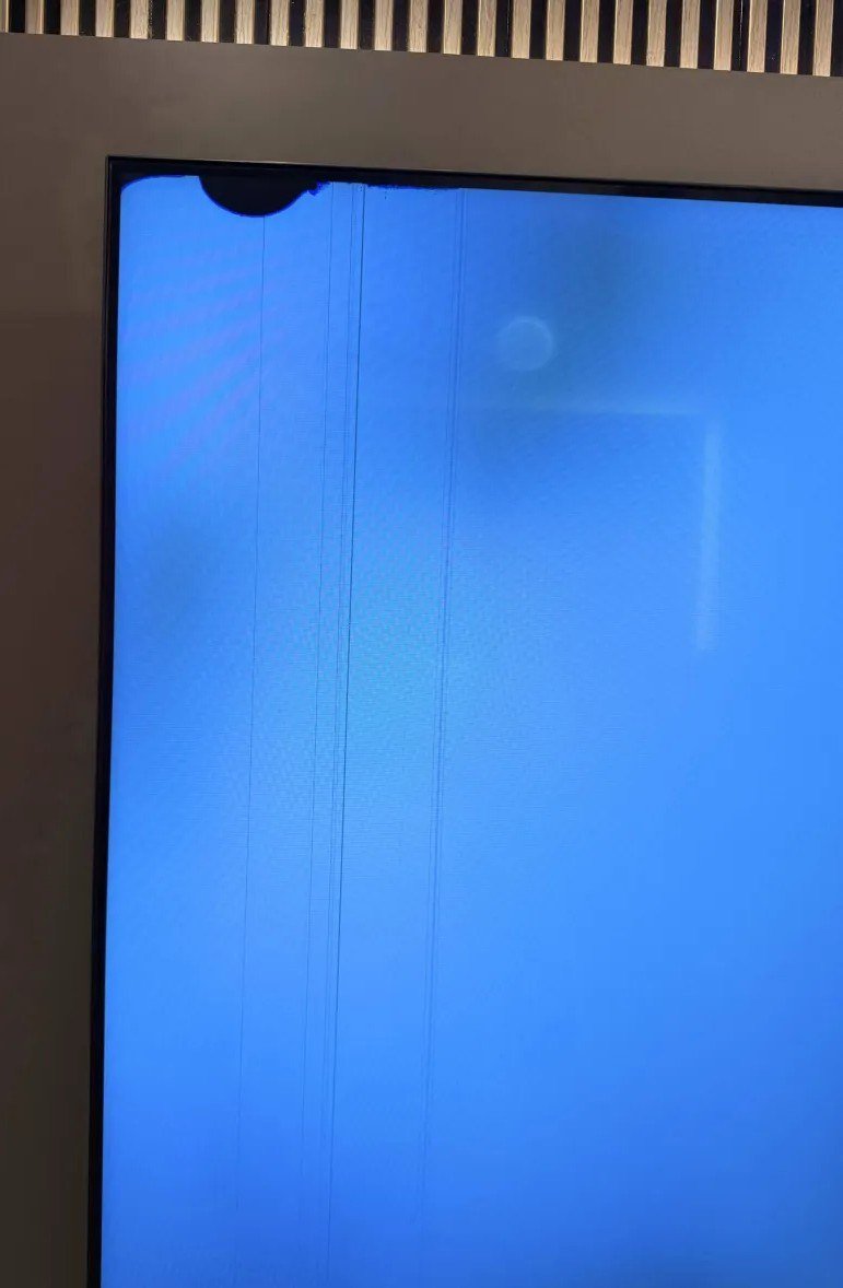 Day three: the panel collapsed to a solid blue field